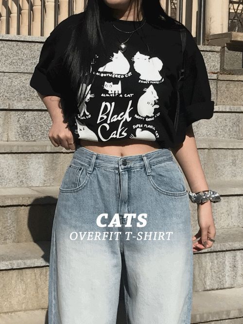 [UNISEX] 캣츠 오버핏 티셔츠 (2color)